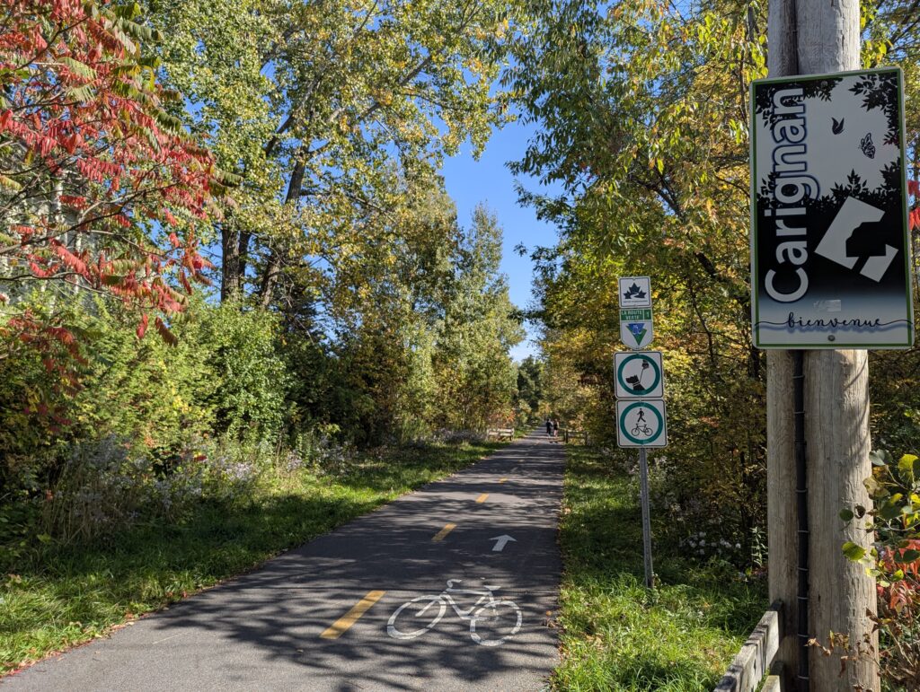 A trail section in Quebec with TCT signage.